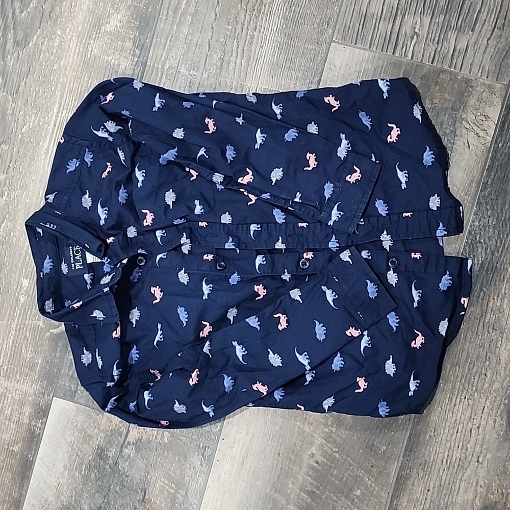 The Children’s Place boys long sleeve button down shirt DINO